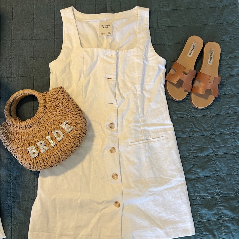 Sleeveless White Button-Down Dress- Abercrombie